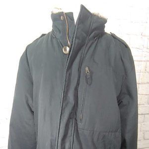 Eddie Bauer Black 650 Down Heavy Coat Fur Collar